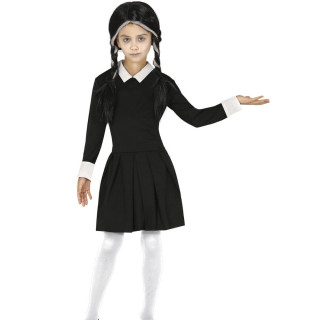 Costume Mercredi robe noire enfant fille - Déguisement Halloween