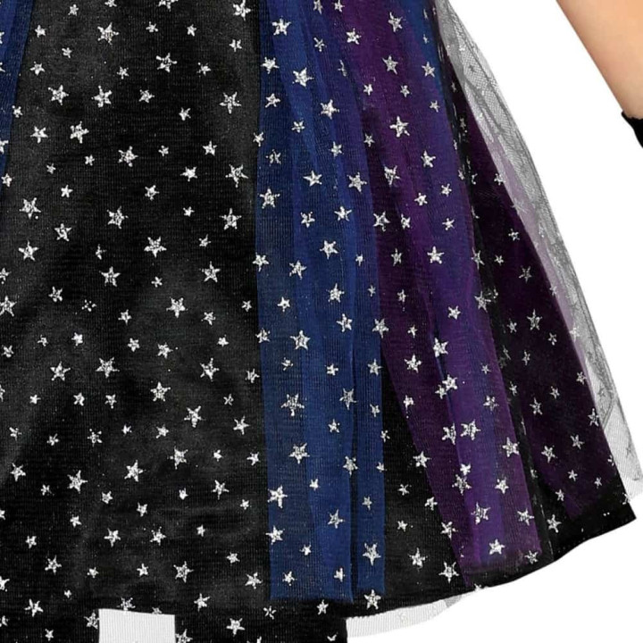 Costume sorcière étoilée bleu et violet enfant fille - Déguisement Halloween