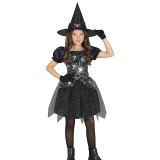 Costume sorcière noire araignée enfant fille - Déguisement Halloween
