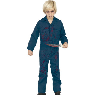 Costume combinaison bleue assassin ensanglantée enfant garçon - Déguisement Halloween