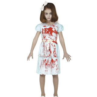 Costume poupée bleue ensanglantée enfant fille - Déguisement Halloween