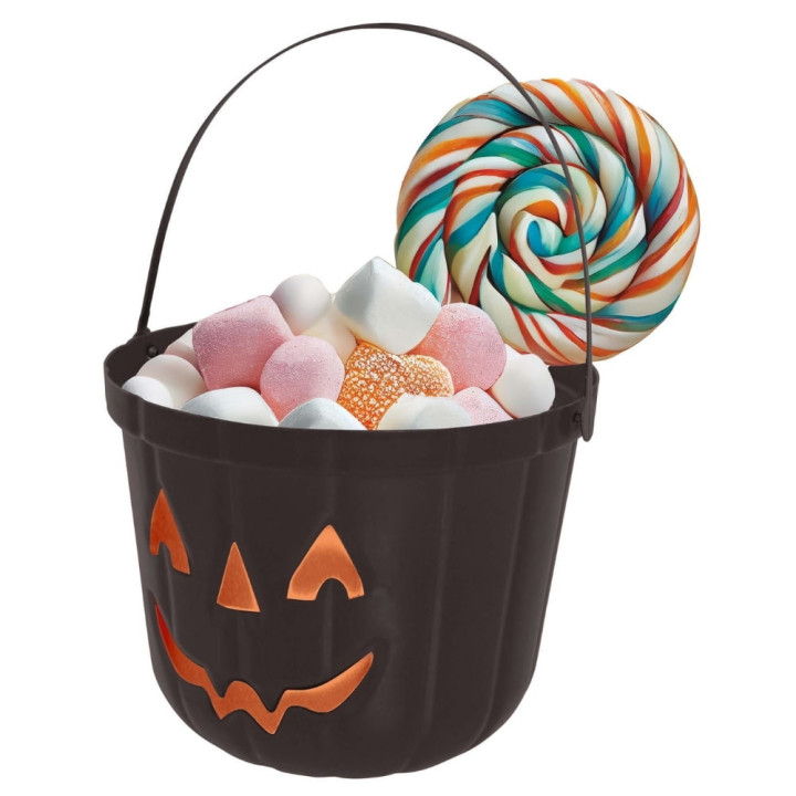 Seau à bonbons citrouille 20 cm - Accessoire Halloween