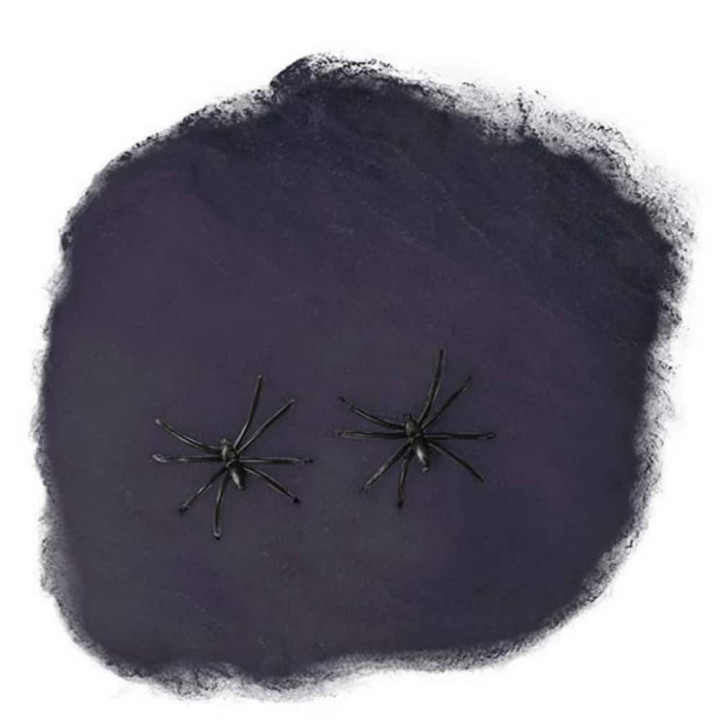 Toile d'araignée 60 g avec 2 araignées - Décoration Halloween