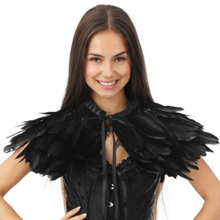 Col-cape gothique à plumes - Accessoire déguisement Halloween