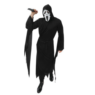 Costume fantôme noir avec masque homme - Déguisement Halloween