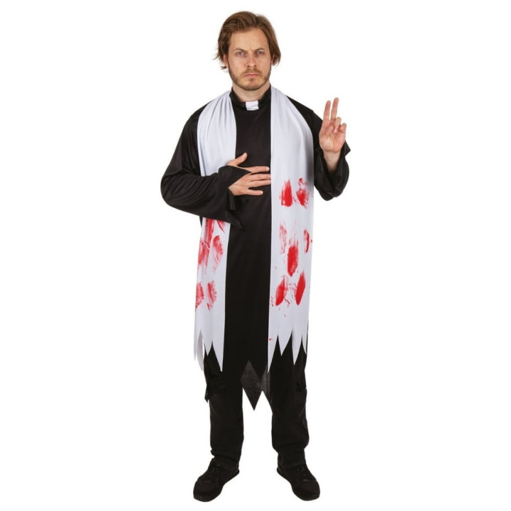 Costume prêtre ensanglanté homme - Déguisement Halloween