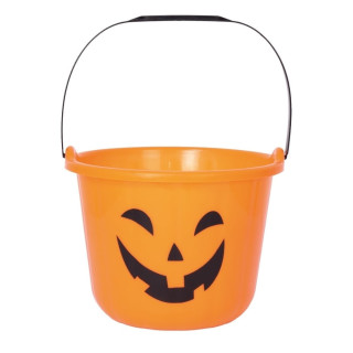 Seau citrouille orange 19 cm - Accessoire Halloween