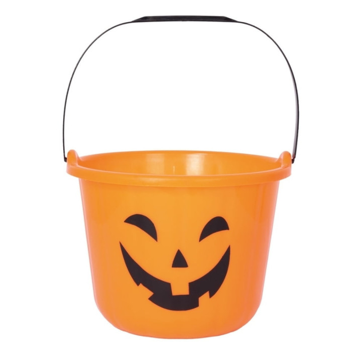 Seau citrouille orange 19 cm - Accessoire Halloween