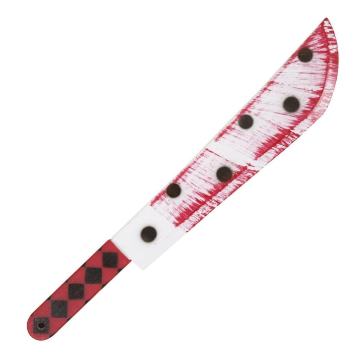 Machette de clown rouge ensanglantée 56 cm - Accessoire déguisement Halloween