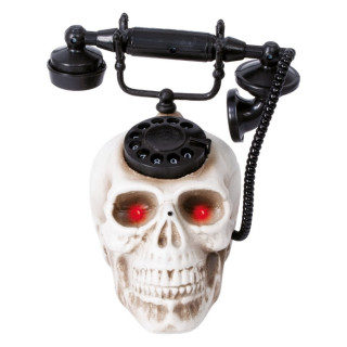 Téléphone tête de mort 25 cm - Décoration Halloween sonore et lumineuse