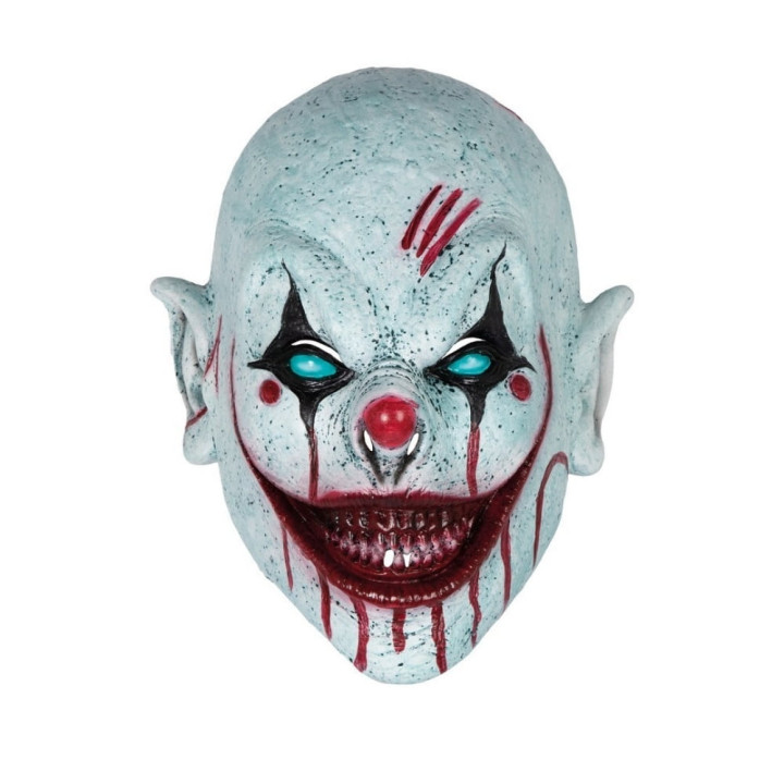 Masque latex clown sanglant yeux bleus - Accessoire déguisement Halloween