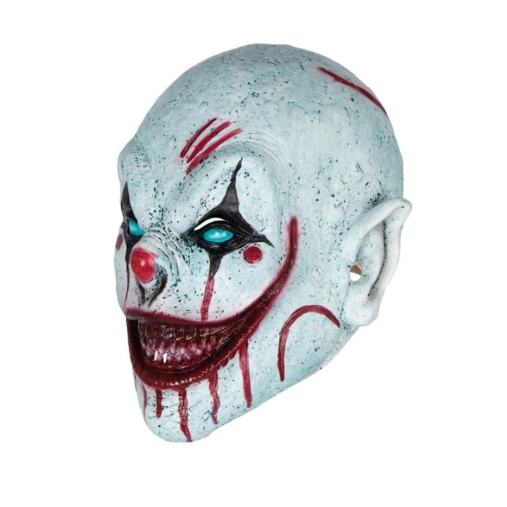 Masque latex clown sanglant yeux bleus - Accessoire déguisement Halloween