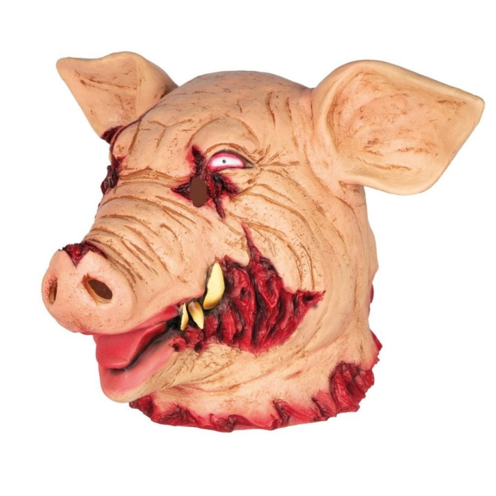 Masque latex cochon ensanglanté - Accessoire déguisement Halloween