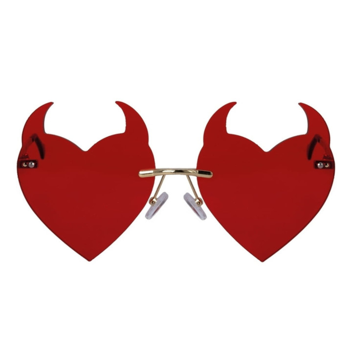 Lunettes démon cœur rouge - Accessoire déguisement Halloween