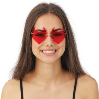 Lunettes démon cœur rouge - Accessoire déguisement Halloween