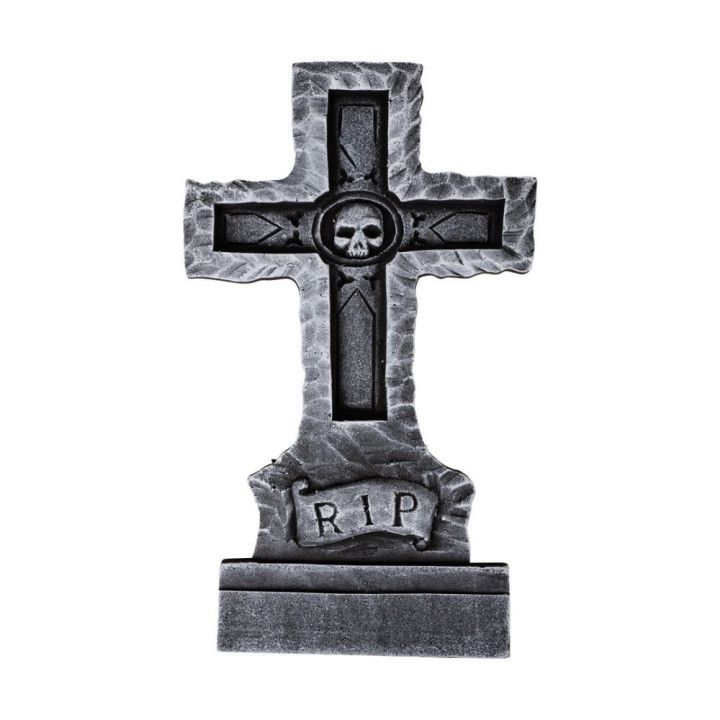 Croix pierre tombale 61 cm - Décoration Halloween cimetière
