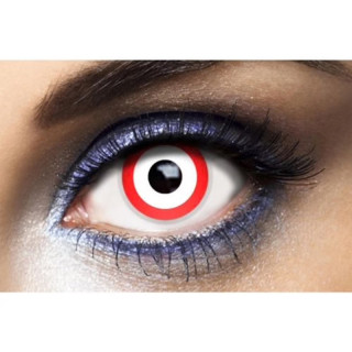Lentilles de contact œil blanc contour rouge - Accessoire déguisement Halloween