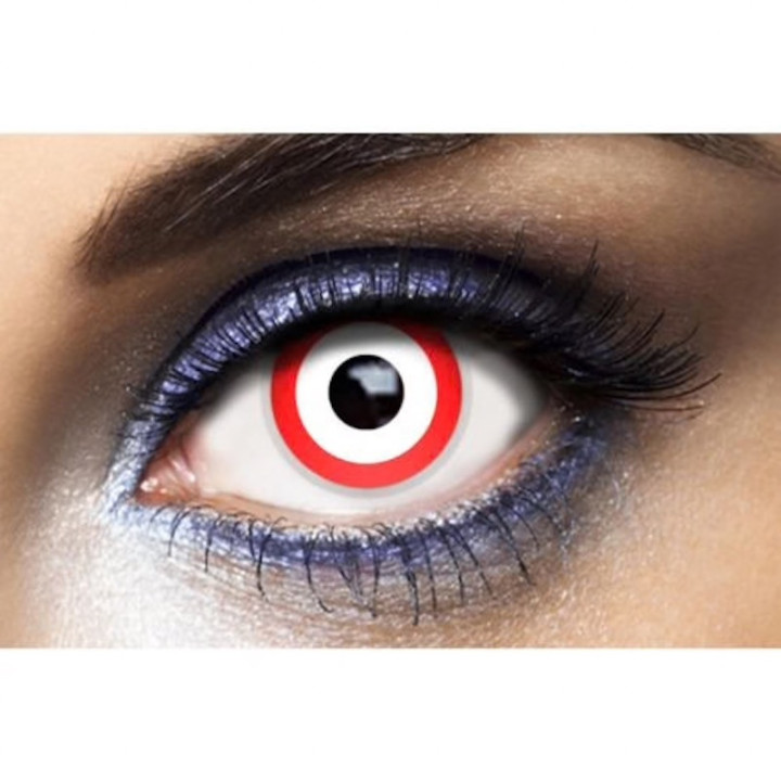 Lentilles de contact œil blanc contour rouge - Accessoire déguisement Halloween