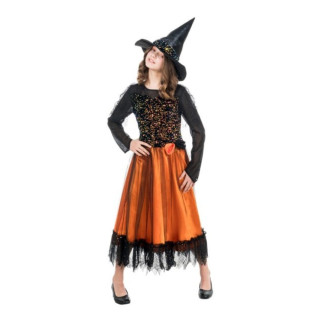 Costume sorcière Lucinda orange - Déguisement enfant