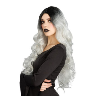 Perruque sorcière dégradé noir gris - Accessoire de déguisement