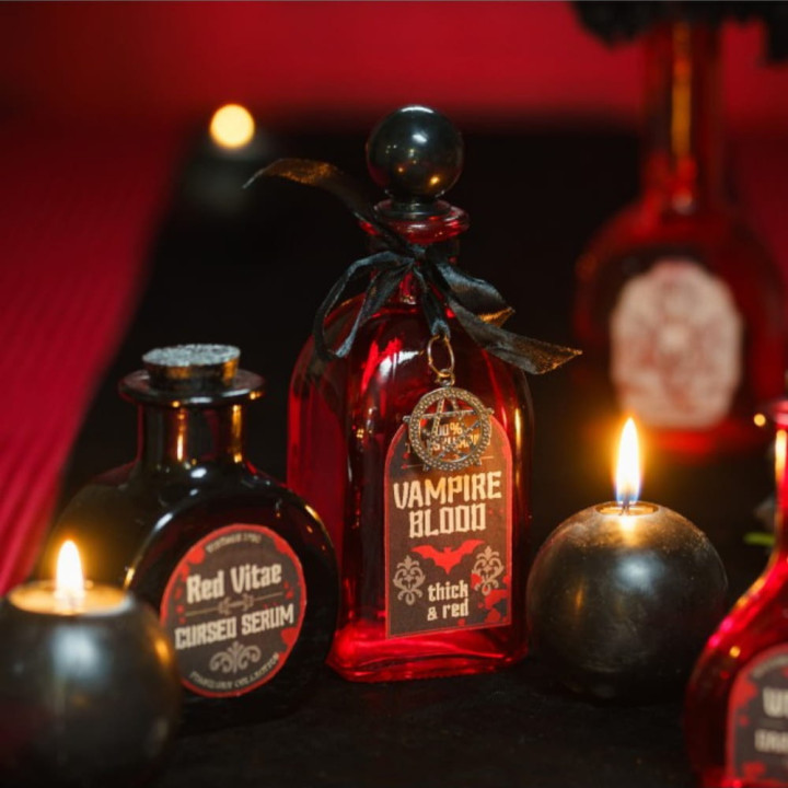 Flacon Cursed Serum en verre noir - Décoration Halloween