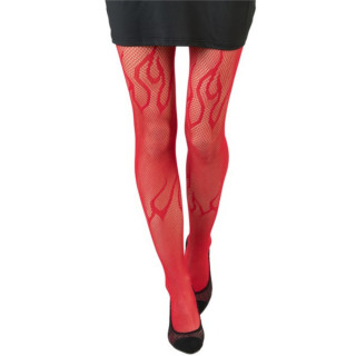 Collants résille flammes rouges - Accessoire de déguisement