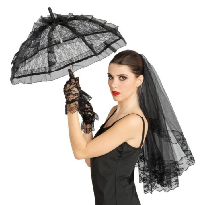 Kit veuve noire en dentelle - Accessoire de déguisement