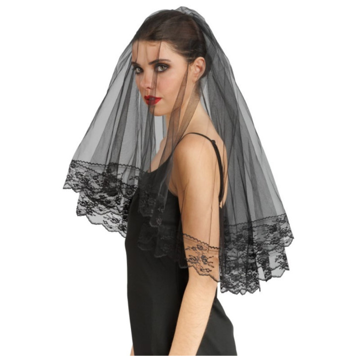 Kit veuve noire en dentelle - Accessoire de déguisement