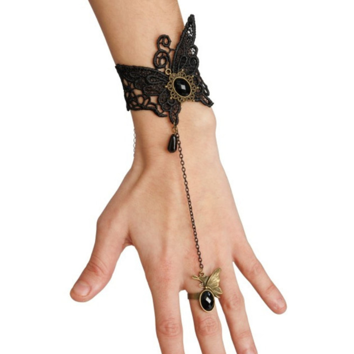 Kit bijoux gothiques noirs - Accessoire de déguisement
