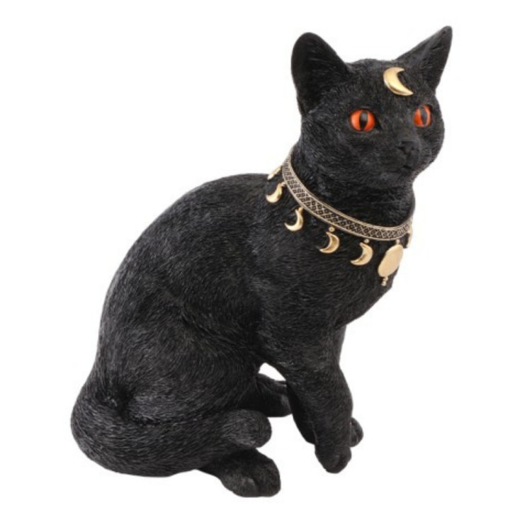 Chat mystique en polyrésine noir - Décoration Halloween