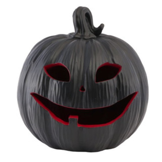 Citrouille résine lumineuse noir et rouge - Décoration Halloween