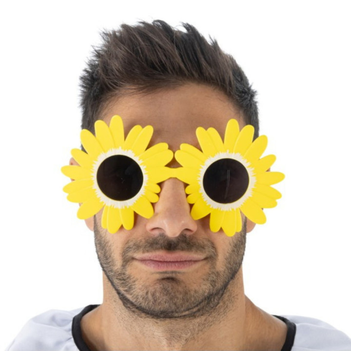 Lunettes fleur jaune de clown - Accessoire de déguisement