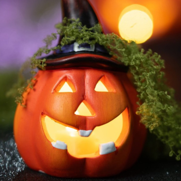 Citrouille lumineuse chapeau de sorcière - Décoration Halloween