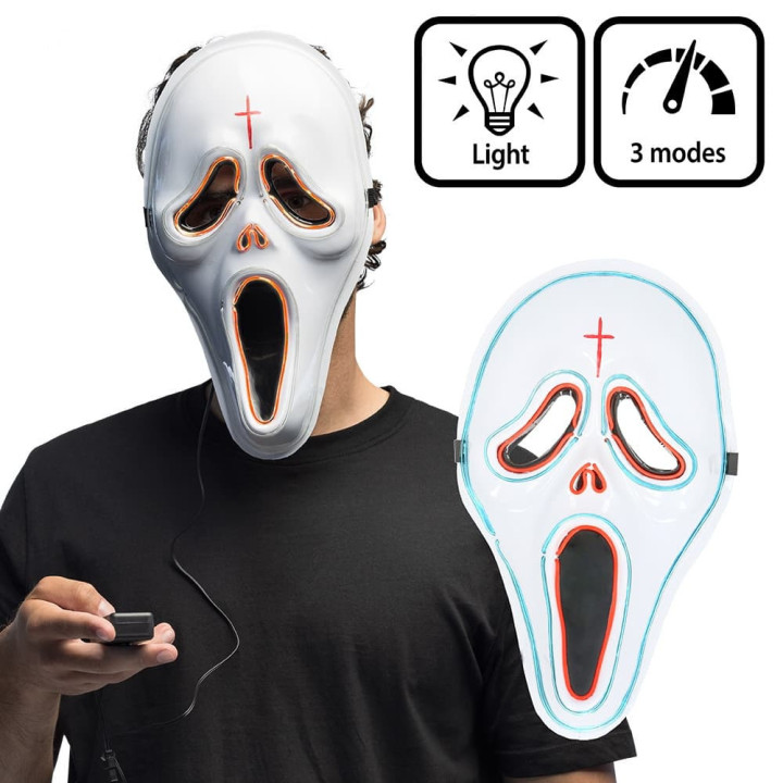 Masque fantôme hurlant lumineux - Accessoire de déguisement