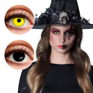 Duo lentilles fantaisie jaune et noir - Déguisement Halloween