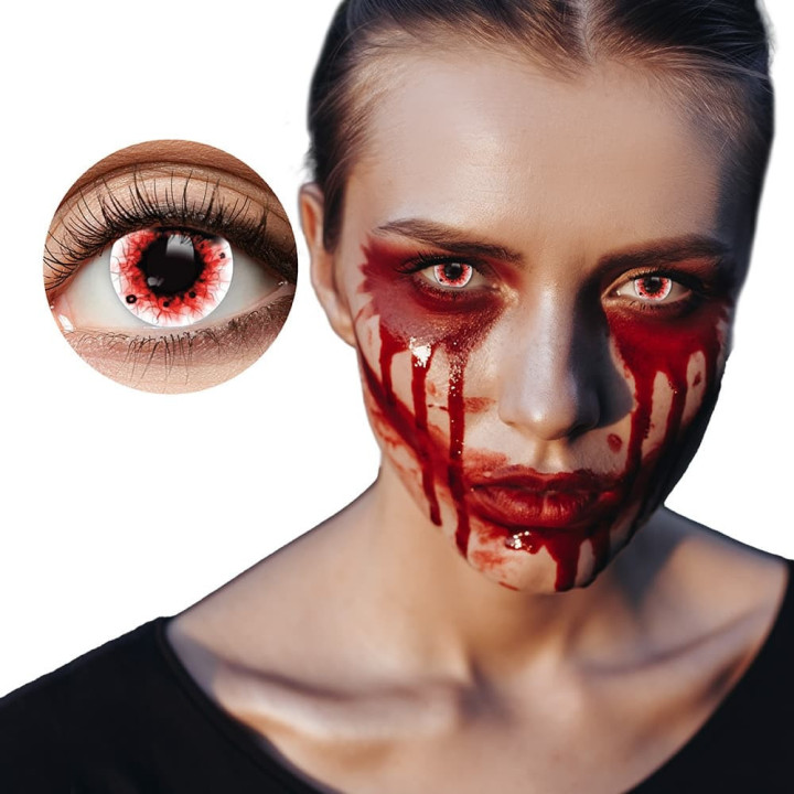 Lentilles fantaisie effet sang éclaté - Déguisement Halloween
