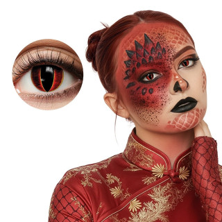 Lentilles fantaisie œil de dragon rouge - Déguisement Halloween