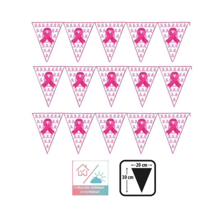 Guirlande fanion rose Octobre - Décoration solidaire