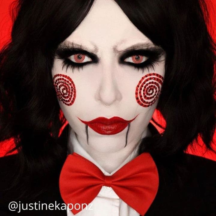 Lentilles fantaisie spirale blanc et rouge - Déguisement Halloween