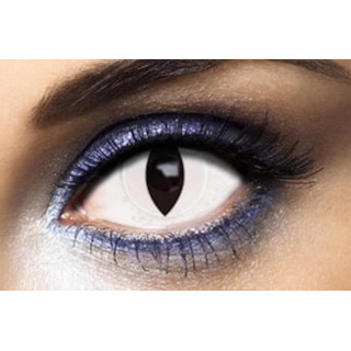 Lentilles fantaisie œil de chat blanc - Déguisement Halloween