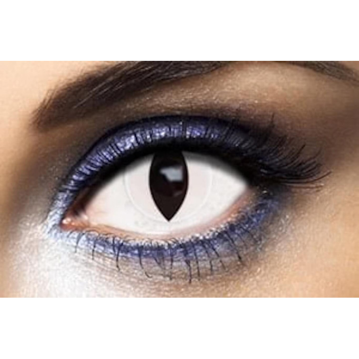 Lentilles fantaisie œil de chat blanc - Déguisement Halloween