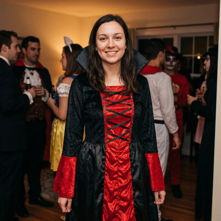 Costume adulte femme vampiresse robe longue plissée