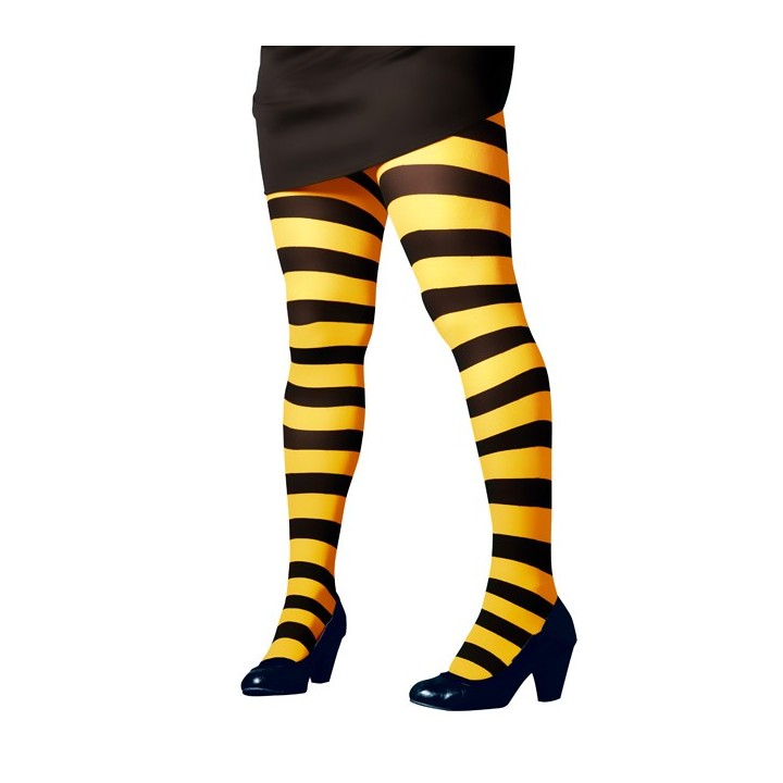 Collant rayé noir/jaune