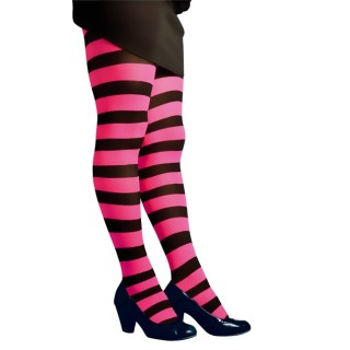 Collant rayé noir/rose