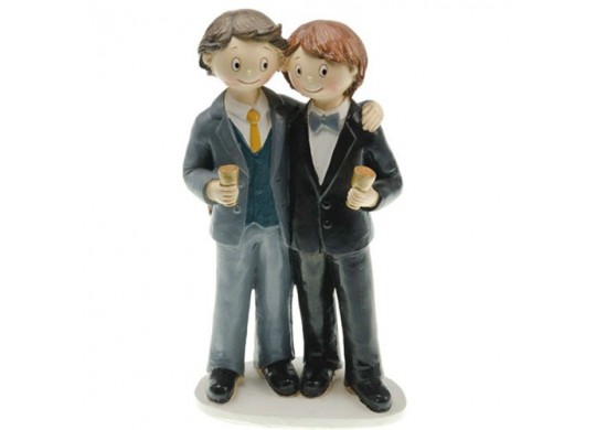 Figurine couple hommes en costume Figurine couple hommes en costume