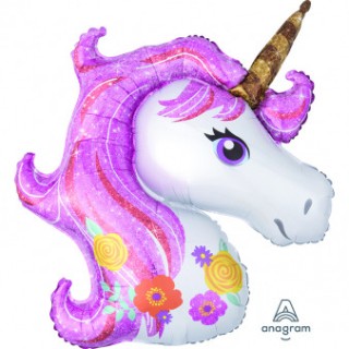 Ballon aluminium licorne pailleté