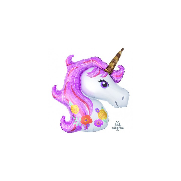 Ballon aluminium licorne pailleté
