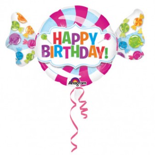 Ballon aluminium bonbon Happy birthday - Article de fête