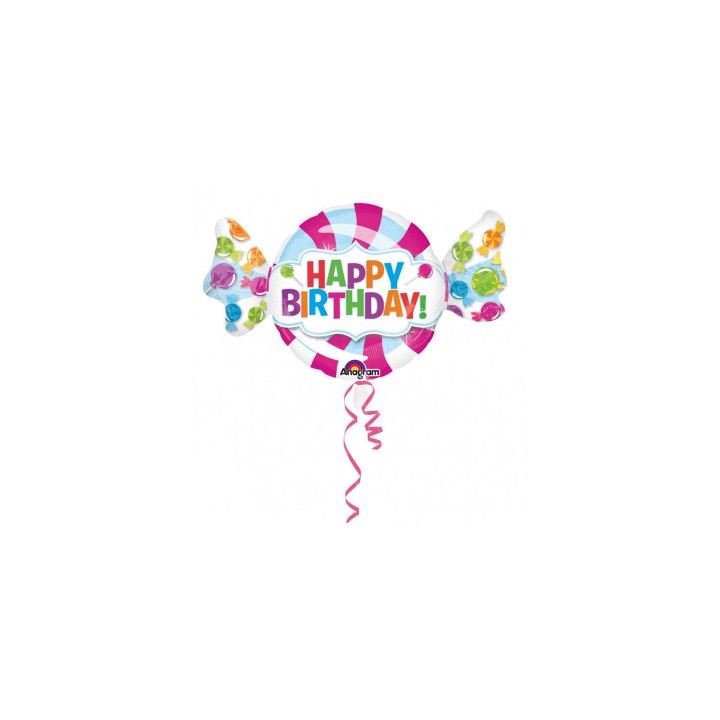 Ballon aluminium bonbon Happy birthday - Article de fête