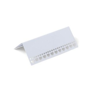 Marque-place blanc découpe coeur - Article de fête